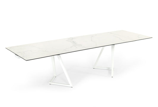 Modrest Farrell Modern White Ceramic Extendable Dining Table