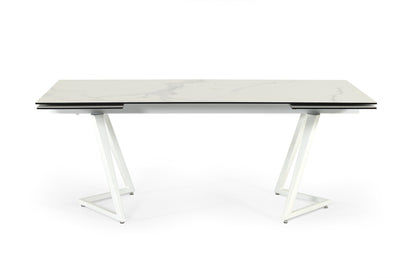 Modrest Farrell Modern White Ceramic Extendable Dining Table