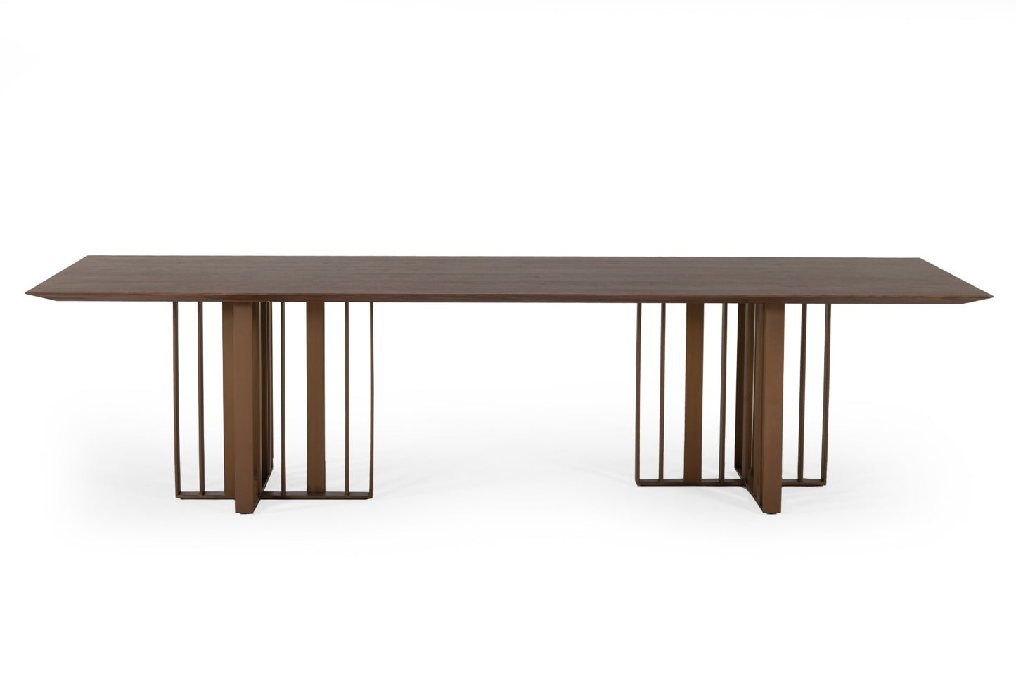 Modrest Livia Modern Wenge and Gold Stainless Steel Dining Table