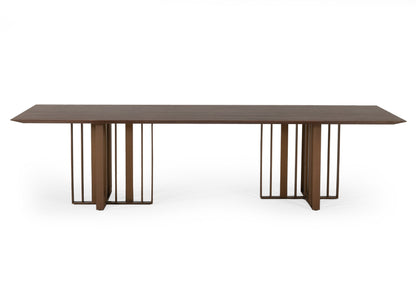 Modrest Livia Modern Wenge and Gold Stainless Steel Dining Table