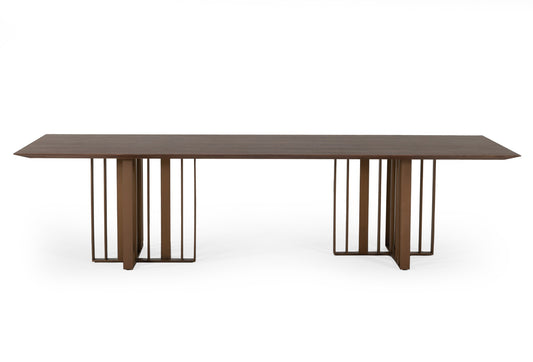 Modrest Livia Modern Wenge and Gold Stainless Steel Dining Table
