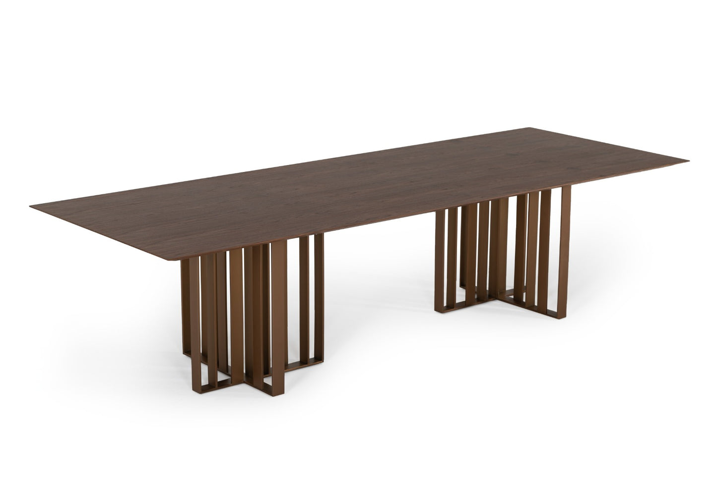 Modrest Livia Modern Wenge and Gold Stainless Steel Dining Table