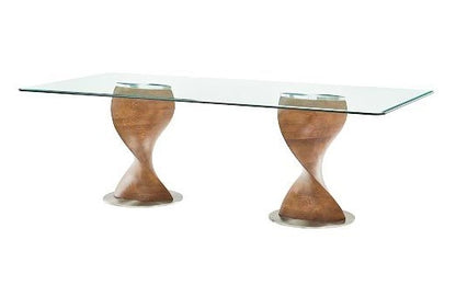 Modrest Cleveland Contemporary Glass and Walnut Dining Table