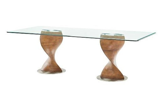Modrest Cleveland Contemporary Glass and Walnut Dining Table