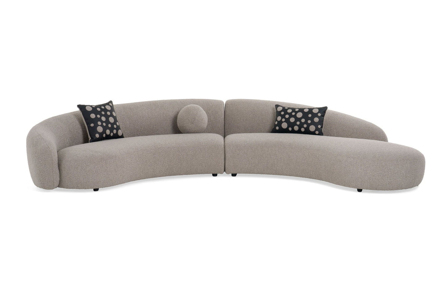 Divani Casa Allis Glam Grey and Black Fabric Curved Sectional Sofa