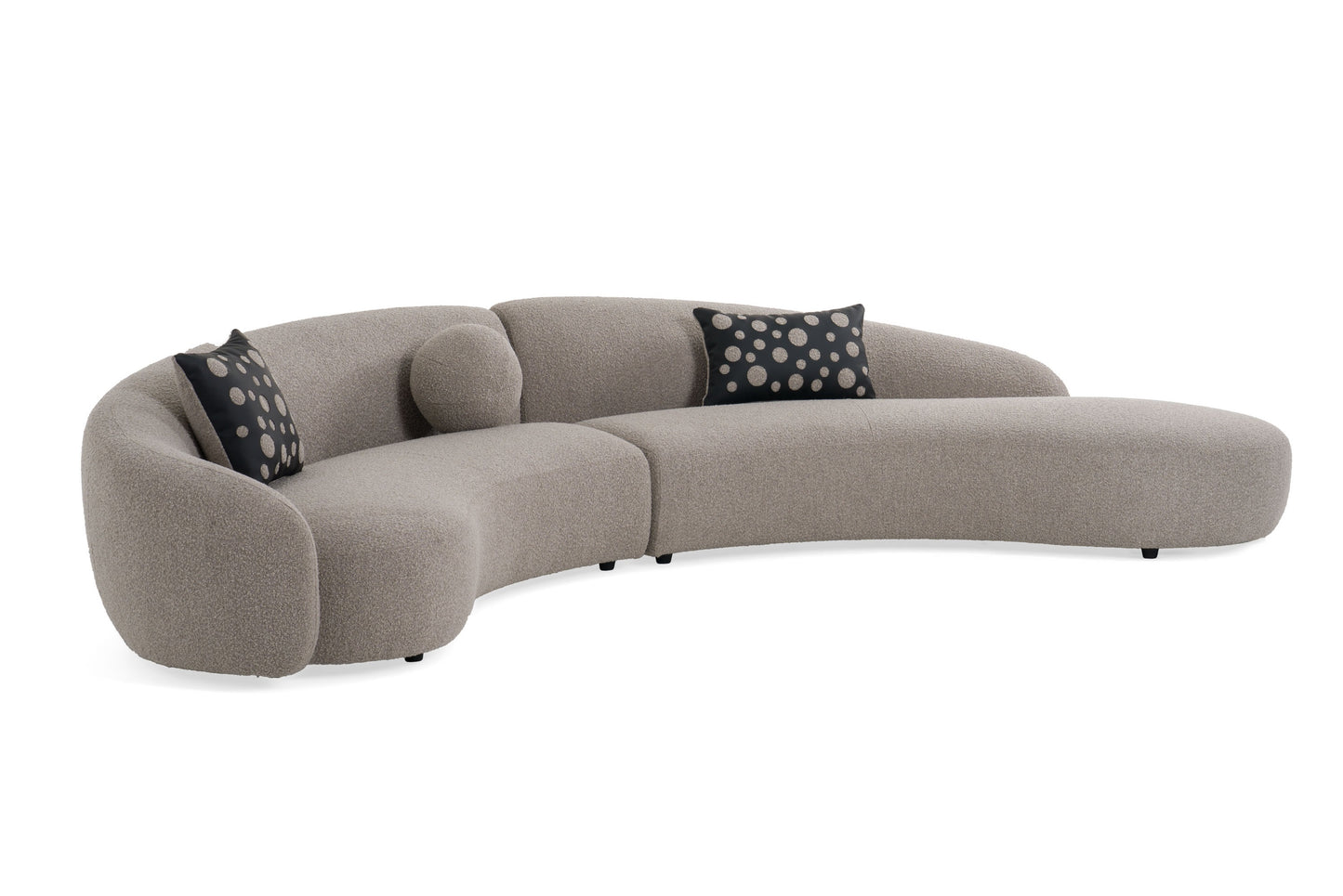Divani Casa Allis Glam Grey and Black Fabric Curved Sectional Sofa