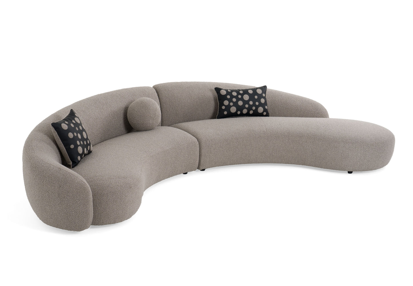 Divani Casa Allis Glam Grey and Black Fabric Curved Sectional Sofa