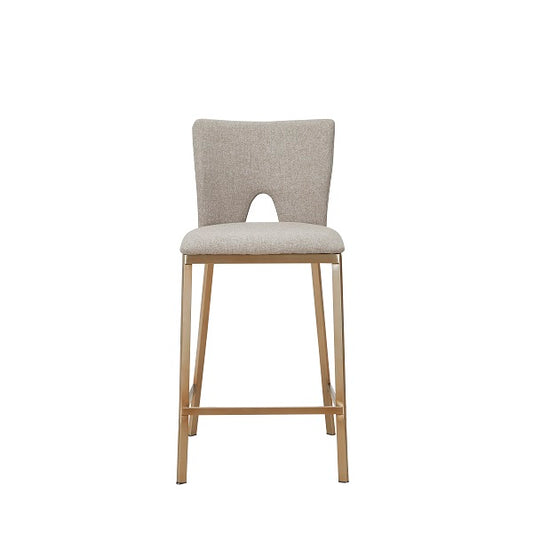 Modrest Burton Contemporary Beige Brass Counter Stool Set of Two