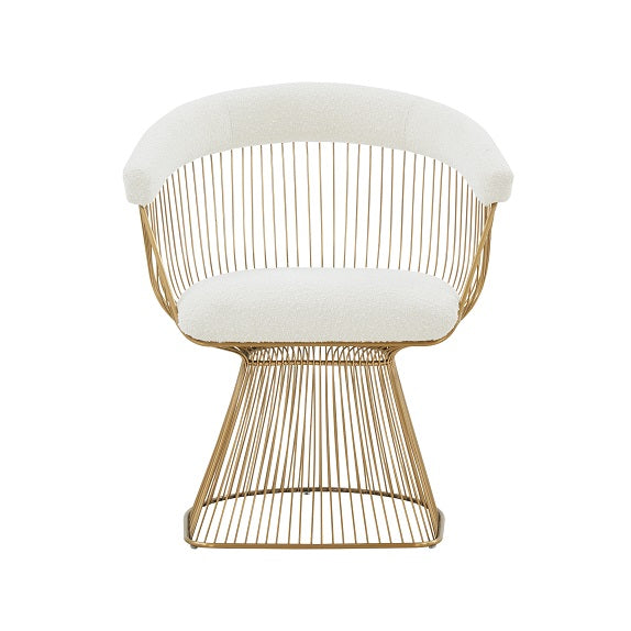 Modrest Chandler Modern White Sherpa and Matte Gold Dining Chair
