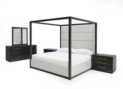 Modrest Manhattan Contemporary Canopy Grey Queen Bed