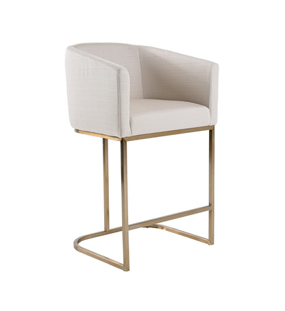 Modrest Yukon Modern Off White Fabric and Brushed Brass Counter Chair