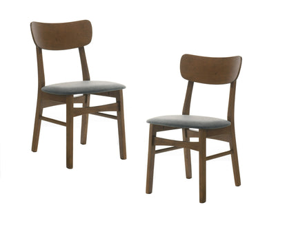 Modrest Castillo Modern Walnut and Grey Side Dining Chair