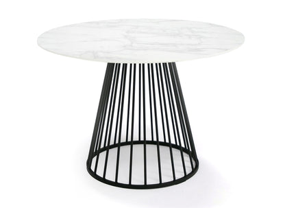 Modrest Holly Modern Round White and Black Dining Table