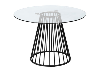 Modrest Holly Modern Round Clear Glass and Black Dining Table