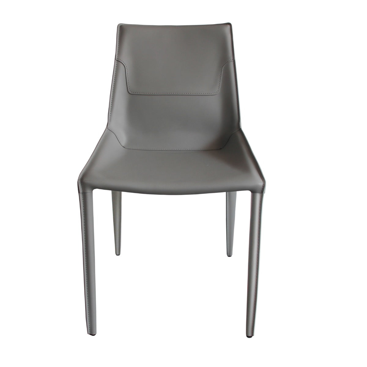 Modrest Halo Modern Light Grey Saddle Leather Dining Chair Set of Two