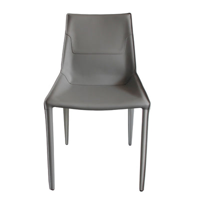 Modrest Halo Modern Light Grey Saddle Leather Dining Chair Set of Two