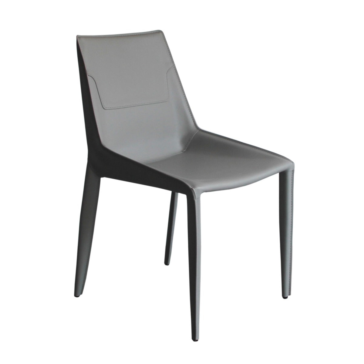 Modrest Halo Modern Light Grey Saddle Leather Dining Chair Set of Two