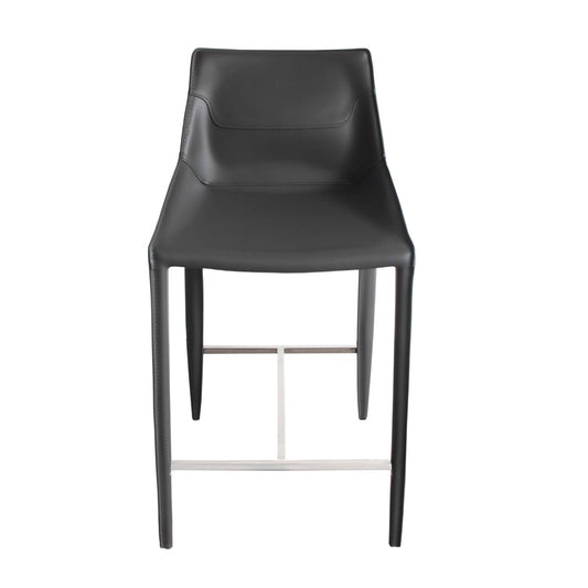 Modrest Halo Modern Grey Saddle Leather Counter Stool
