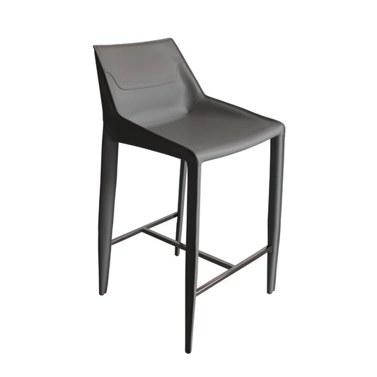 Modrest Halo Modern Light Grey Saddle Leather Counter Stool