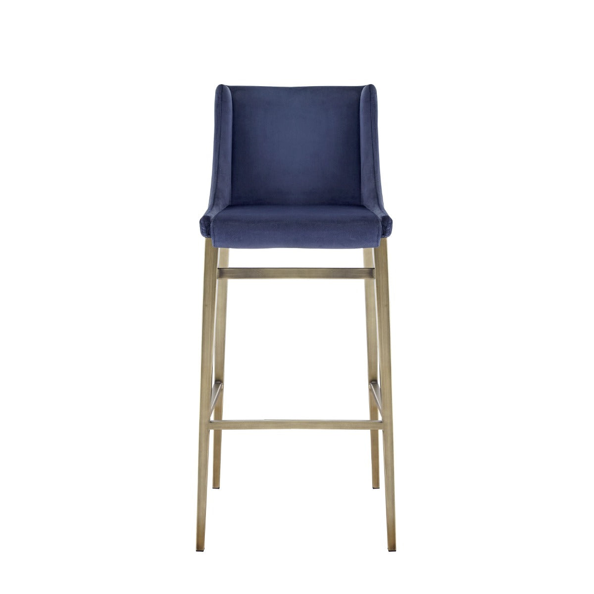 Modrest Mimi Contemporary Blue Velvet Brass Counter Stool Set of 2