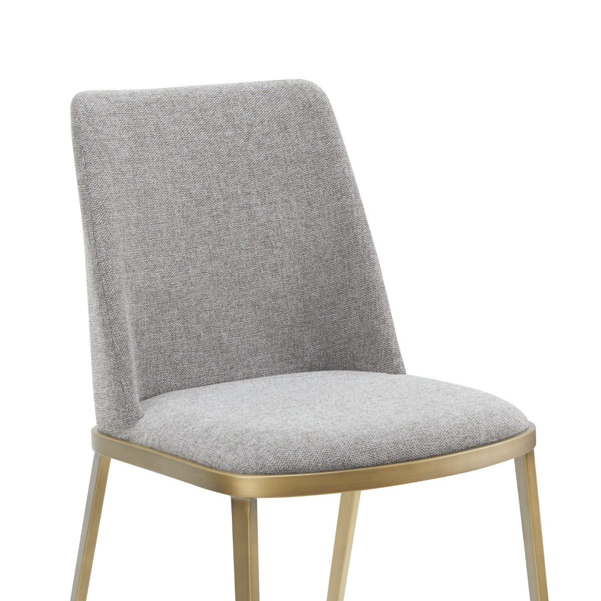 Modrest Brent- Contemporary Light Grey Fabric Brass Dining Chair Set of 2