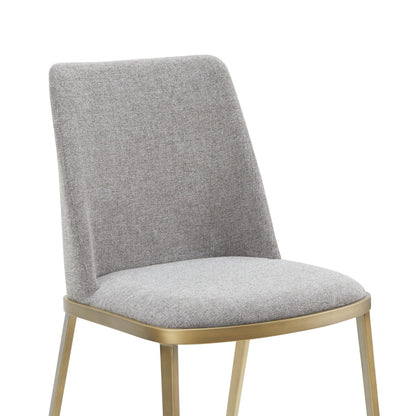 Modrest Brent- Contemporary Light Grey Fabric Brass Dining Chair Set of 2