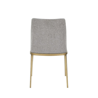 Modrest Brent- Contemporary Light Grey Fabric Brass Dining Chair Set of 2