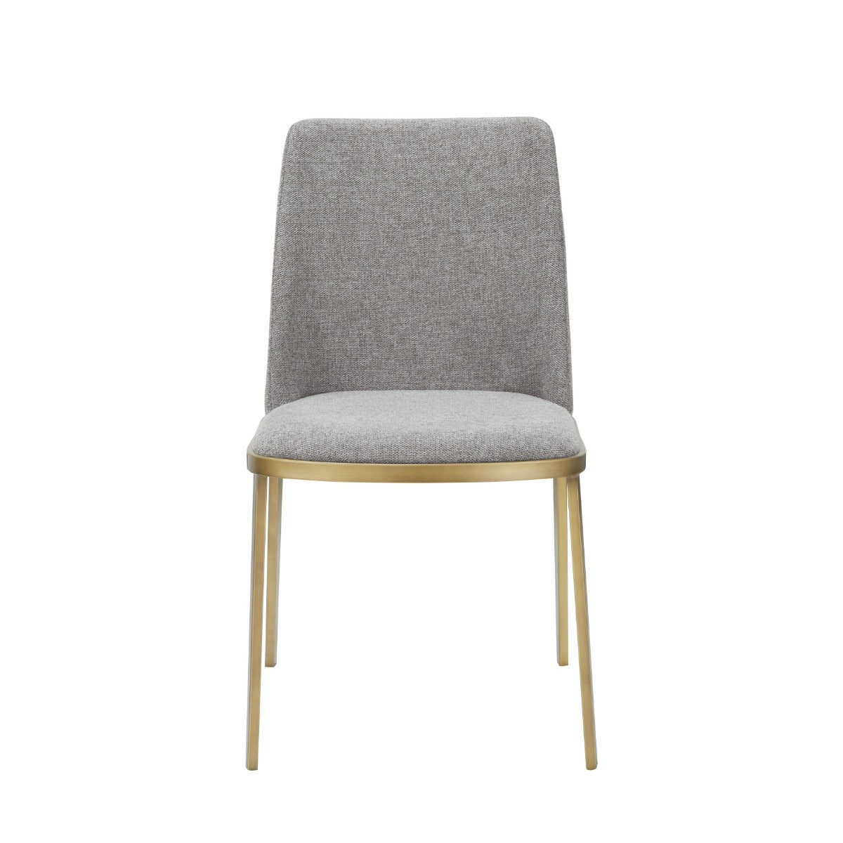 Modrest Brent- Contemporary Light Grey Fabric Brass Dining Chair Set of 2