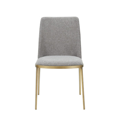 Modrest Brent- Contemporary Light Grey Fabric Brass Dining Chair Set of 2