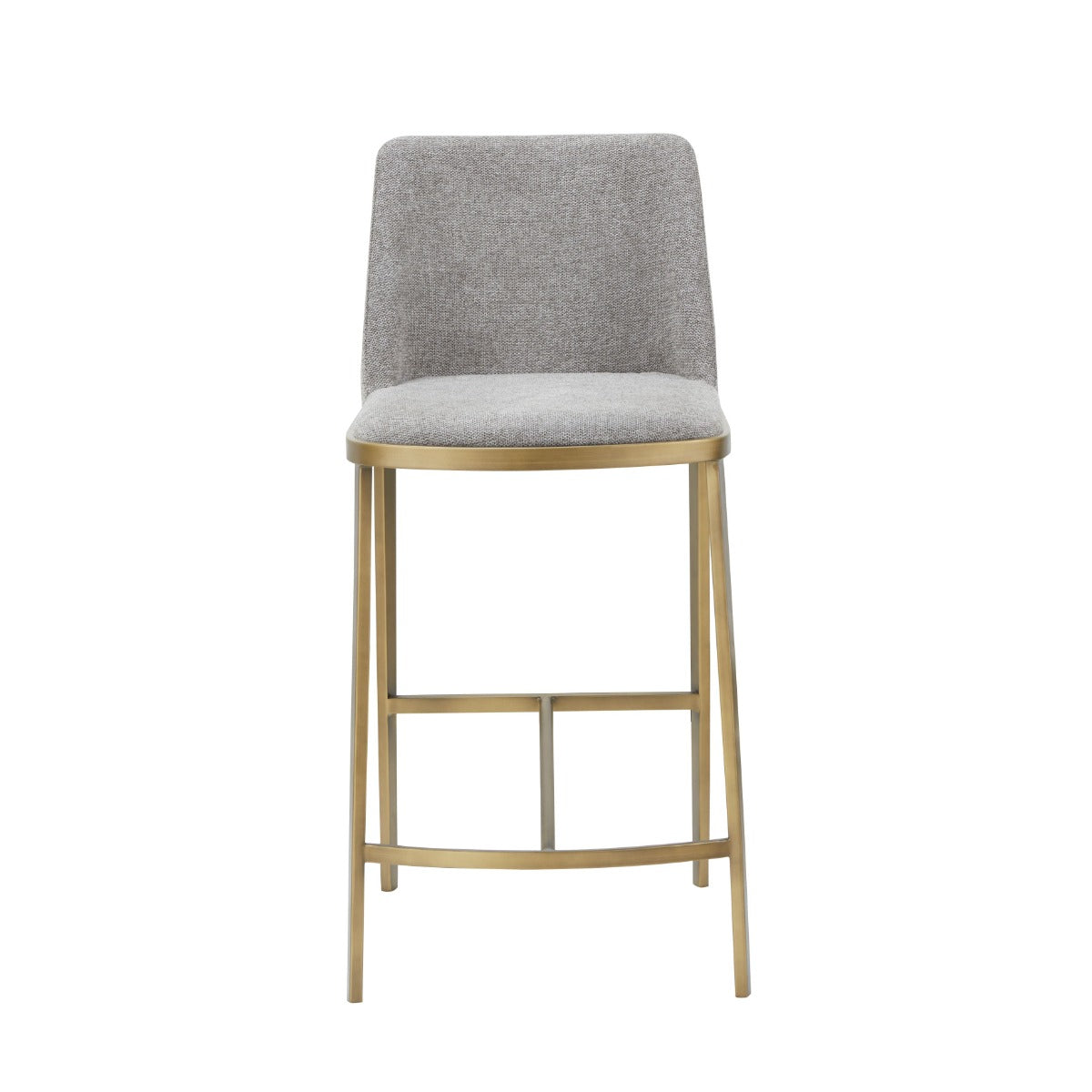 Modrest Brent- Contemporary Light Grey Fabric Brass Counter Stool