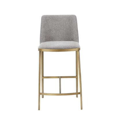 Modrest Brent- Contemporary Light Grey Fabric Brass Counter Stool
