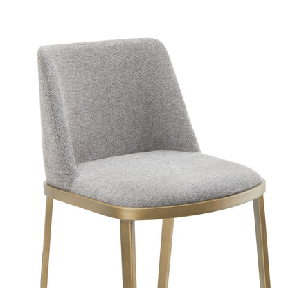 Modrest Brent- Contemporary Light Grey Fabric Brass Counter Stool