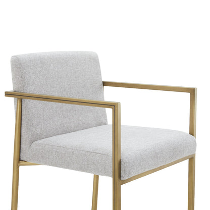Modrest Burnham- Contemporary Light Grey Fabric Brass Counter Stool