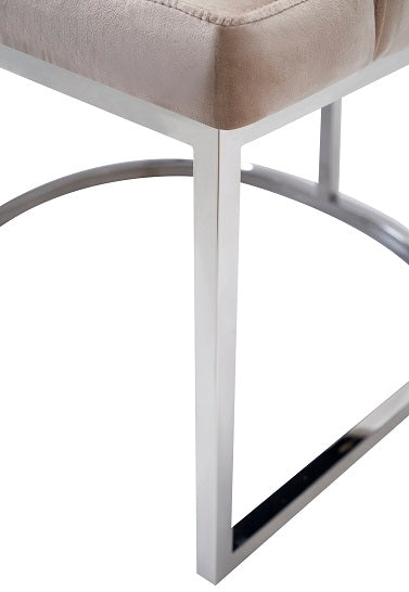 Modrest Daria Modern Beige Velvet and Stainless Steel Dining Chair Set of 2