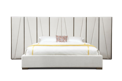 Modrest Nixa Modern Beige Velvet Brushed Bronze Bed-eastern