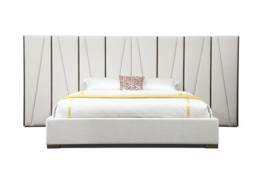 Modrest Nixa Modern Beige Velvet Brushed Bronze Bed-eastern