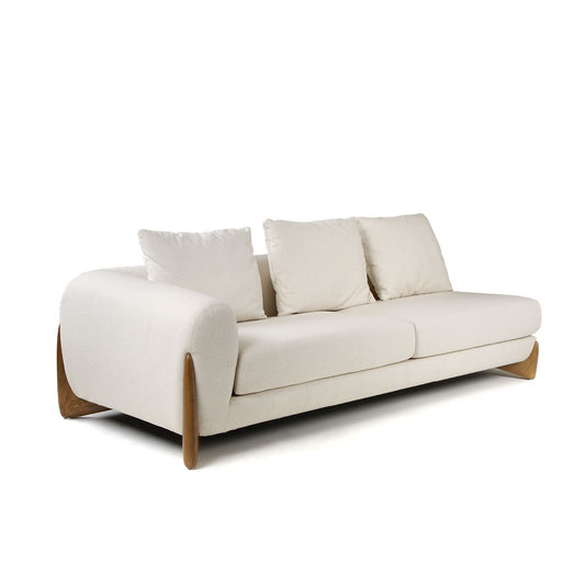 Modrest Fleury Contemporary Cream Fabric and Walnut RAF Sectional Sofa