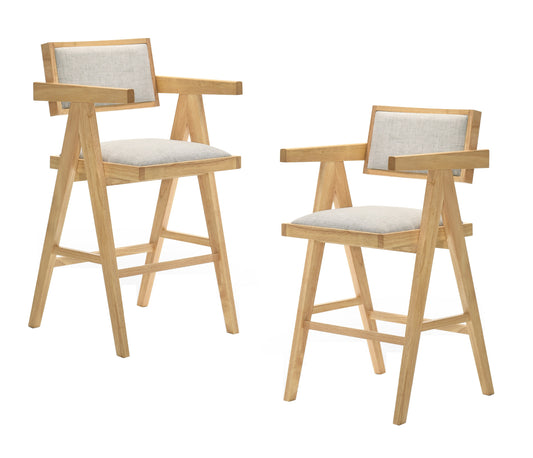 Modrest Fern Modern Natural and Beige Counter Stool Set of 2