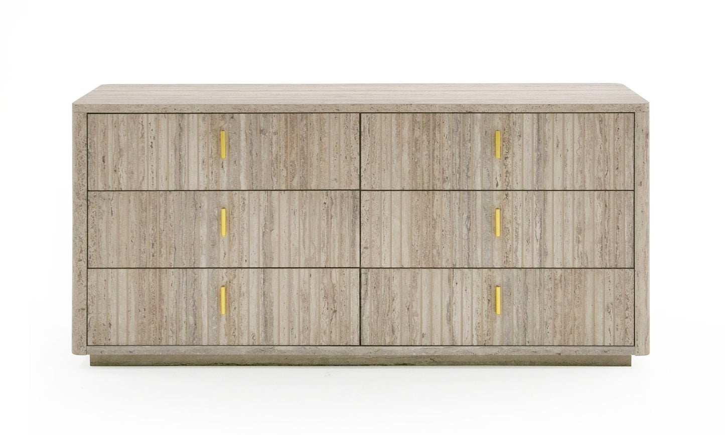 Nova Domus Roma Modern Faux Travertine Gold Dresser