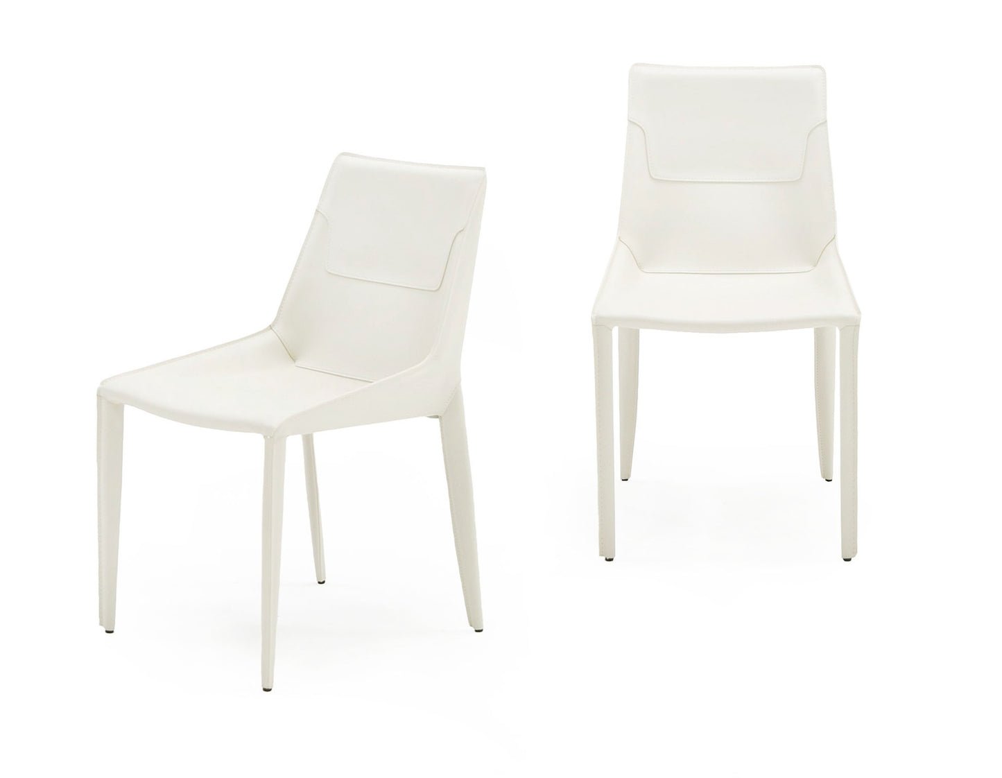Modrest Halo Modern Ivory Saddle Leather Dining Chair Set of 2