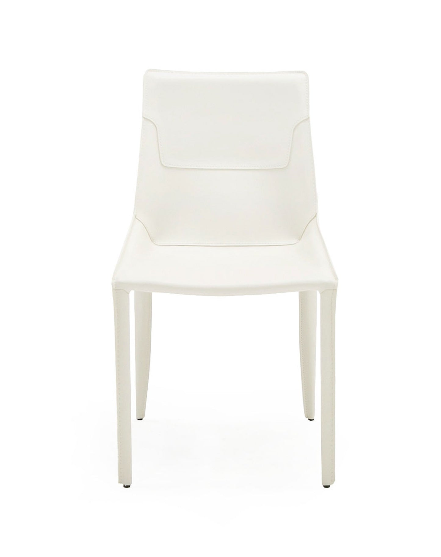 Modrest Halo Modern Ivory Saddle Leather Dining Chair Set of 2