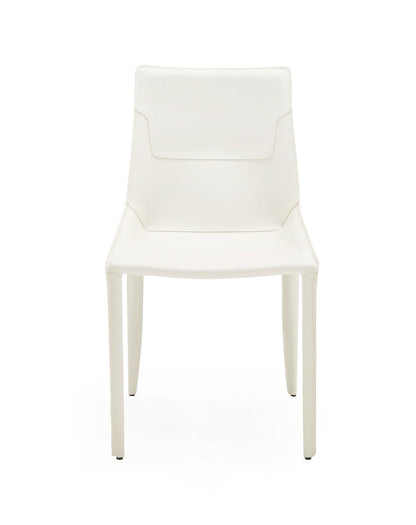 Modrest Halo Modern Ivory Saddle Leather Dining Chair Set of 2
