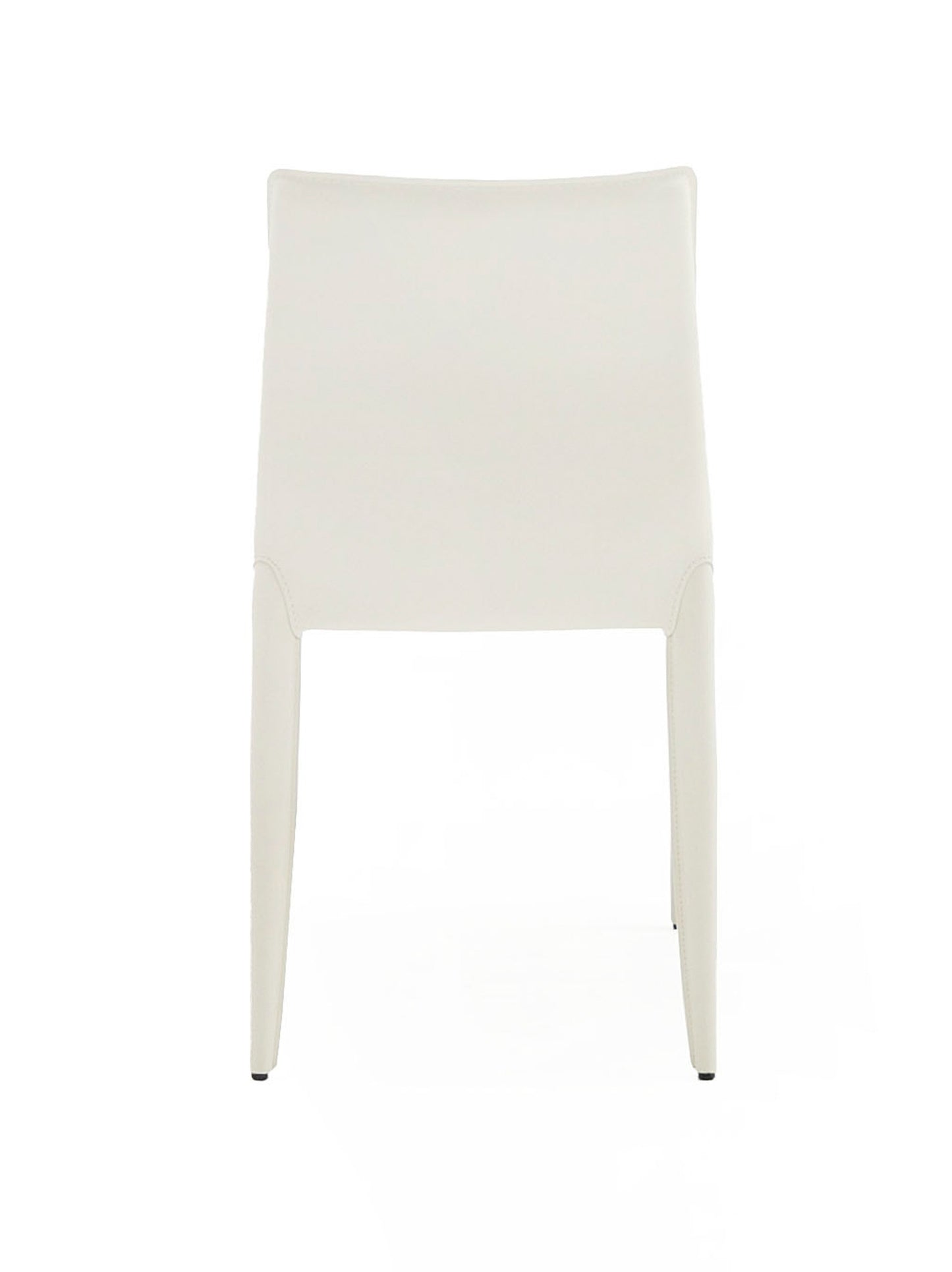 Modrest Halo Modern Ivory Saddle Leather Dining Chair Set of 2