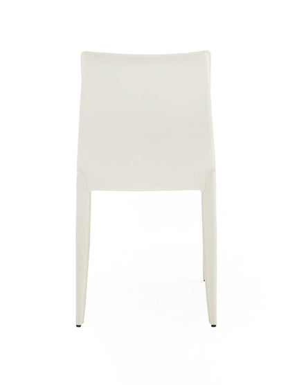 Modrest Halo Modern Ivory Saddle Leather Dining Chair Set of 2