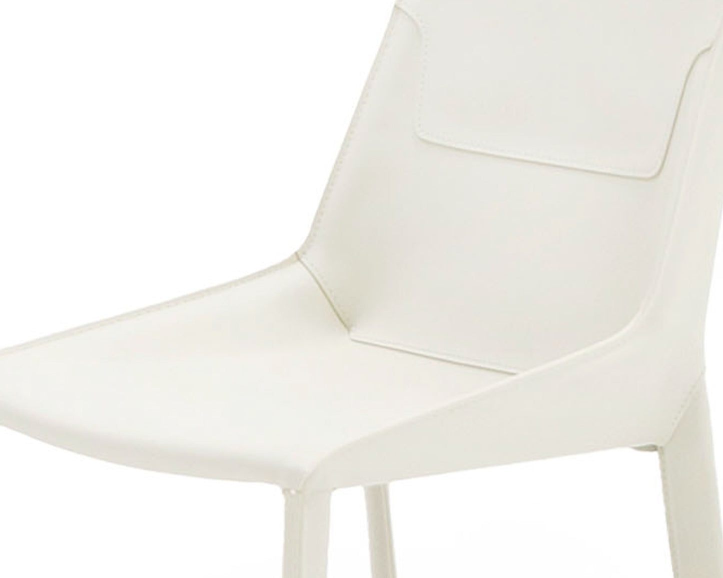 Modrest Halo Modern Ivory Saddle Leather Dining Chair Set of 2