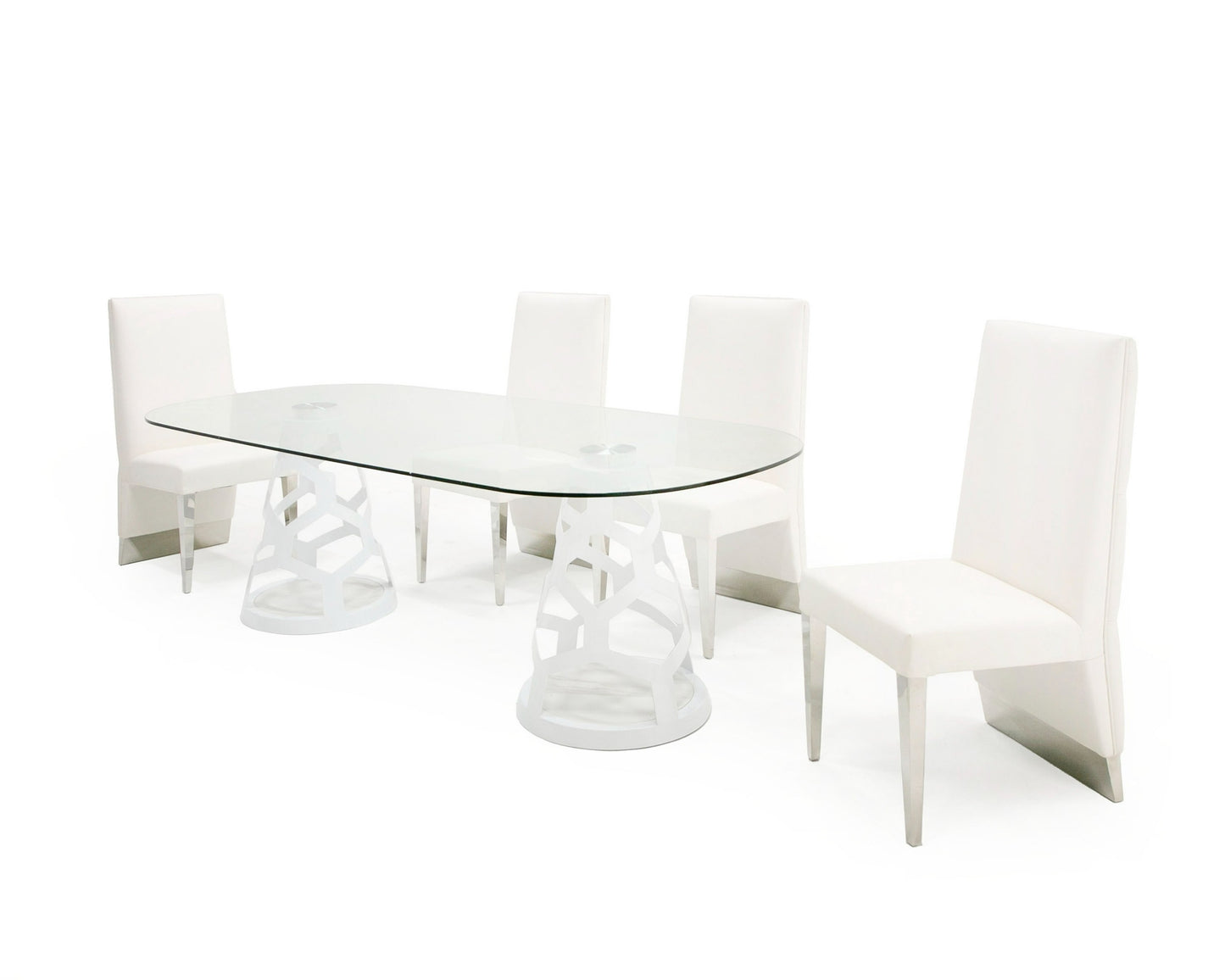 Modrest Lilly Modern White and 15mm Glass Rectangular Dining Table