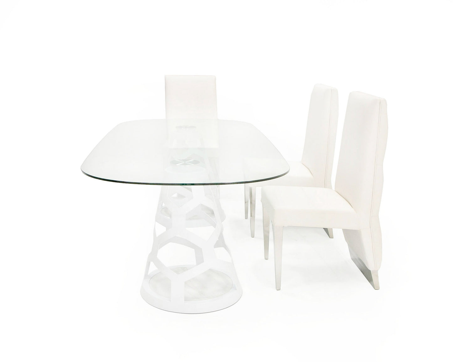 Modrest Lilly Modern White and 15mm Glass Rectangular Dining Table