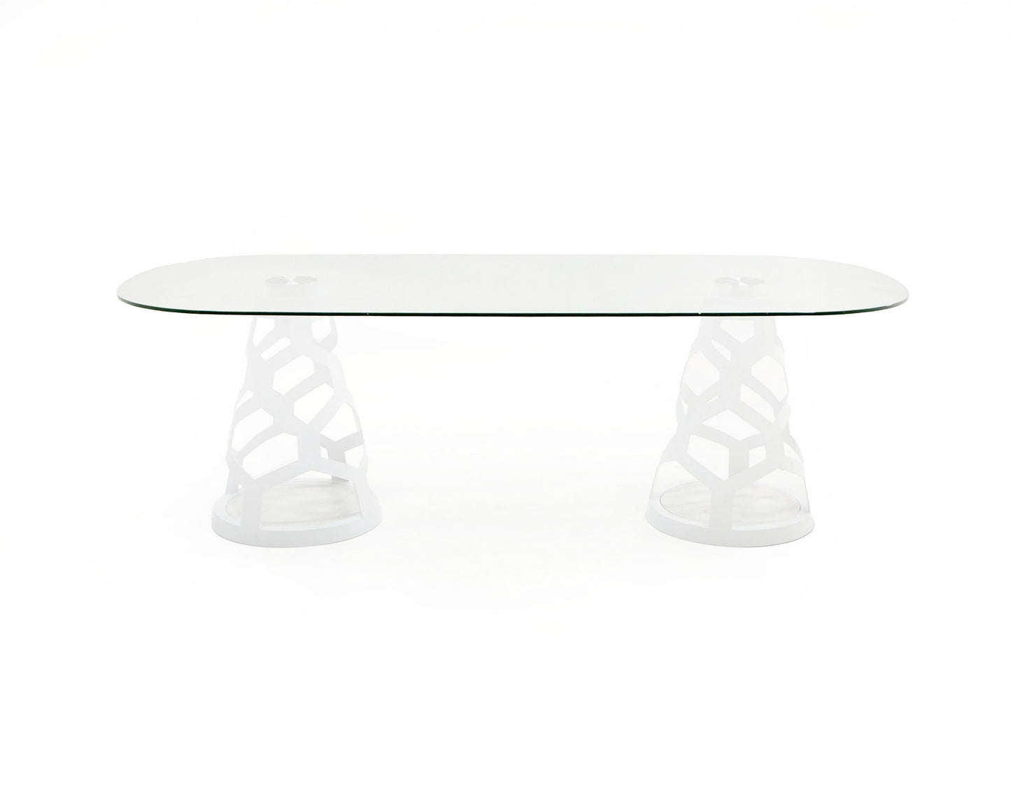 Modrest Lilly Modern White and 15mm Glass Rectangular Dining Table