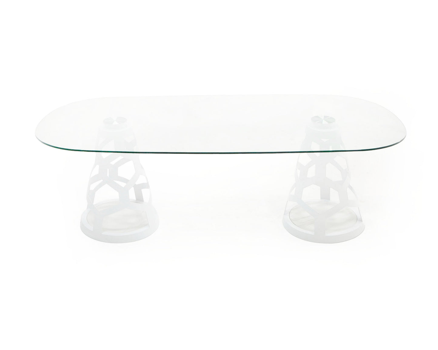 Modrest Lilly Modern White and 15mm Glass Rectangular Dining Table