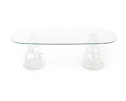 Modrest Lilly Modern White and 15mm Glass Rectangular Dining Table